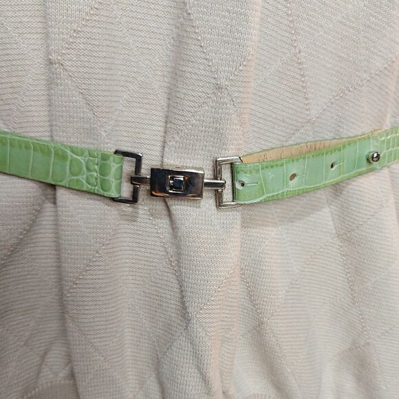 Vintage Danier Leather Green Snake Etched Leather Belt - Picture 2 of 11
